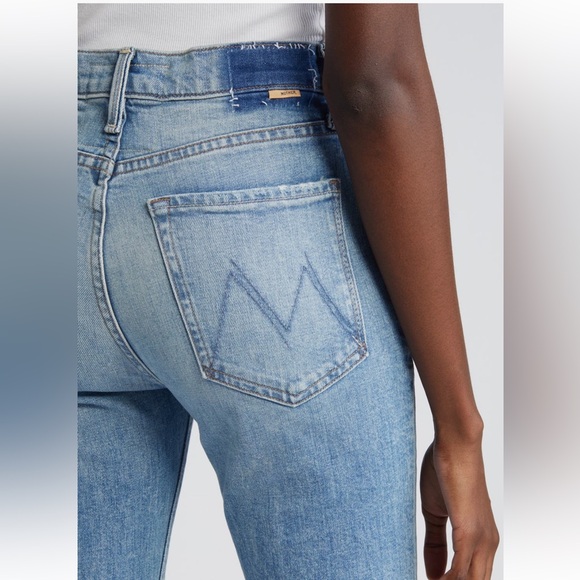 MOTHER Superior The Tripper High Waist Flood Frayed Flare Blue Jeans - Picture 5 of 9